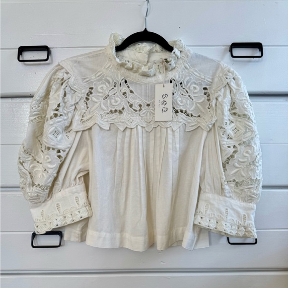 NWT Sea New York Anita Eyelet Puff Sleeve Top - Picture 3 of 13